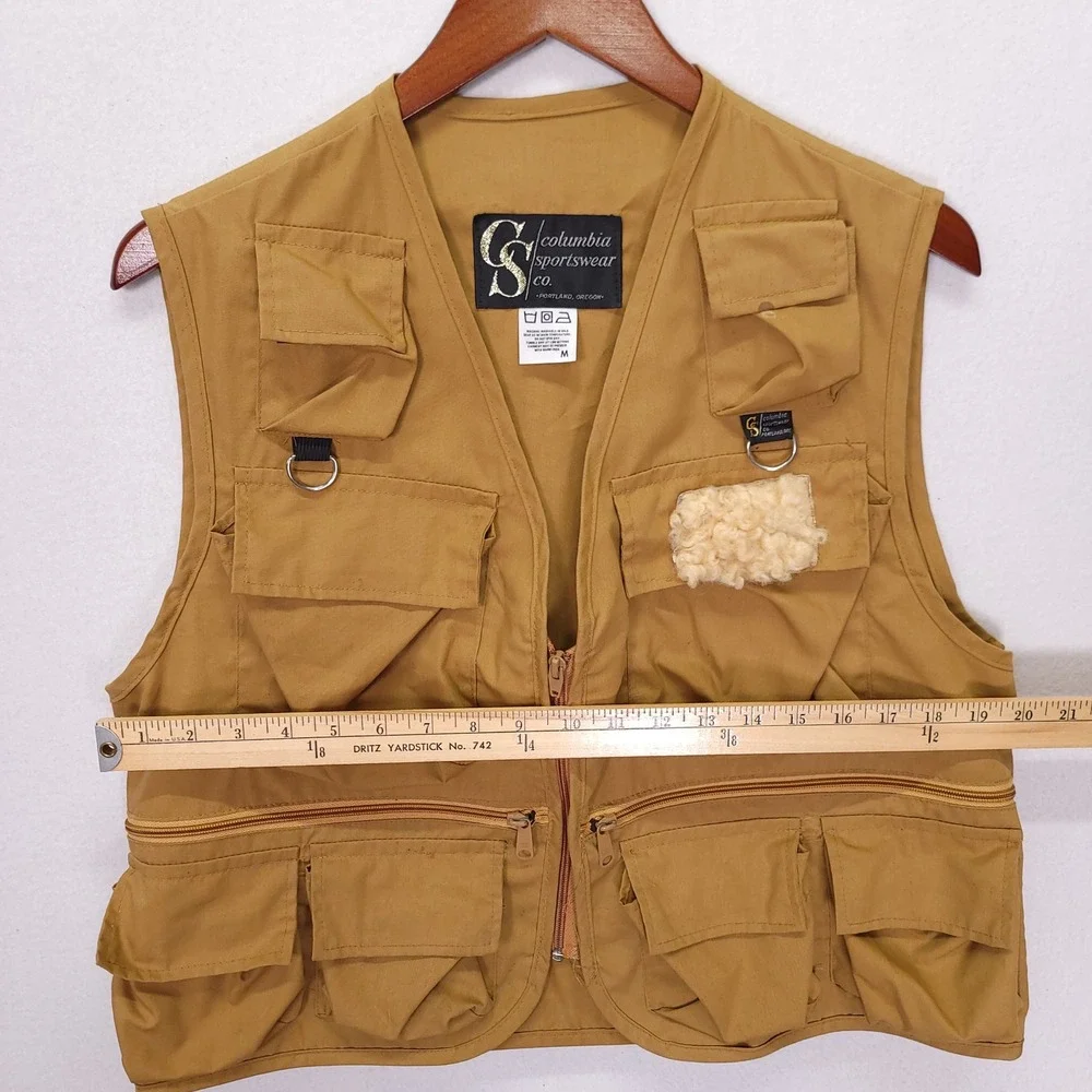 Vintage‎ Columbia Sportswear Fishing Vest Tan Multi-Pocket Utility Mens Medium